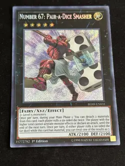 Yugioh 1x Number 67: Pair-A-Dice Smasher BLRR-EN031 Secret Rare 1st MINT! - Image 1