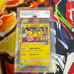 PSA 9 Tea Party Pikachu Promo 325/SM-P Limited Edition Pokemon Card Japanese TCG - Image 1