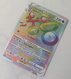 Pokemon Card Unown VSTAR 199/195 Secret Rainbow Rare Silver Tempest Near Mint - Image 1