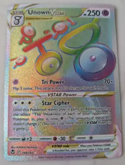 Pokemon Card Unown VSTAR 199/195 Secret Rainbow Rare Silver Tempest Near Mint - Image 2