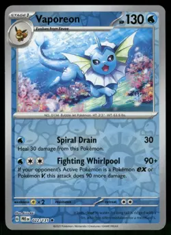 Vaporeon Reverse Holo 022/131 Prismatic Evolutions English Pokemon Card NM/M - Image 1