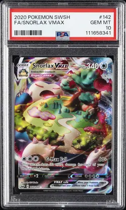 2020 POKEMON SWORD & SHIELD #142 FULL ART/SNORLAX VMAX PSA 10 - Image 1