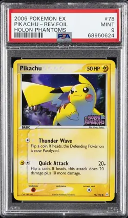 2006 POKEMON EX HOLON PHANTOMS #78 PIKACHU-REVERSE FOIL PSA 9 - Image 1
