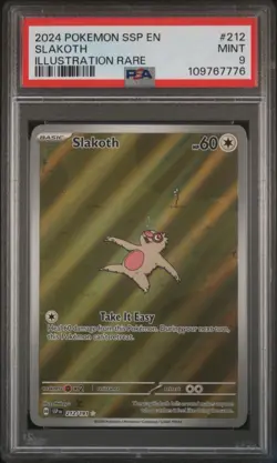 2024 POKEMON SSP EN-SURGING SPARKS ILLUSTRATION RARE #212 SLAKOTH PSA 9 - Image 1
