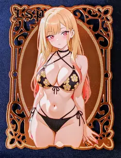Goddess Story Marin Kitagawa Rose Gold Die Cut METAL Waifu Trading Card #150/200 - Image 1