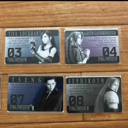 Final Fantasy VII Remake Metallic Card Sephiroth Cloud Aerith Tifa 1-8 Set Rare - Image 3