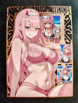 Goddess Story Zero Two Rose Gold Die Cut METAL Waifu Trading Card #165/200 - Image 1