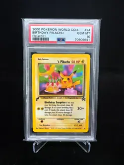 PSA 10 BIRTHDAY PIKACHU Pokemon World Collection #24 2000 Stamped English ____'s - Image 1