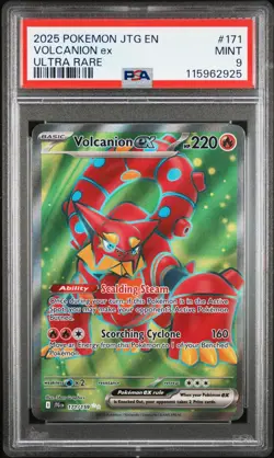 2025 POKEMON JTG EN-JOURNEY TOGETHER ULTRA RARE #171 VOLCANION EX PSA 9 - Image 1