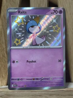 Ralts 153/091 Pokemon TCG SV: Paldean Fates Baby Shiny Rare Holo Near Mint NM - Image 1