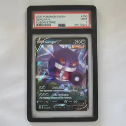 🔥 Pokemon TCG 🔥 Gengar V #156 🔥 Sword & Shield Fusion Strike 🔥 PSA 9 MINT 🔥 - Image 1
