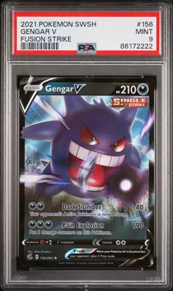 🔥 Pokemon TCG 🔥 Gengar V #156 🔥 Sword & Shield Fusion Strike 🔥 PSA 9 MINT 🔥 - Image 3