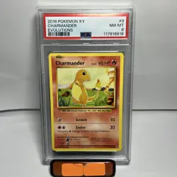 2016 POKEMON XY EVOLUTIONS #9 CHARMANDER PSA 8 - Image 1