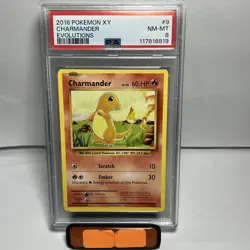 2016 POKEMON XY EVOLUTIONS #9 CHARMANDER PSA 8 - Image 1