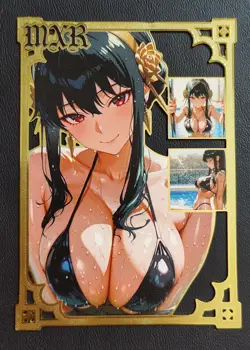 Goddess Story Yor Forger Gold Die Cut METAL Bikini Waifu Trading Card #44/200 - Image 1