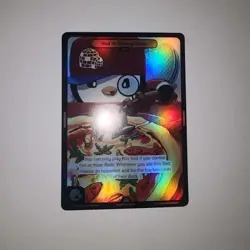 ROD OF CHEESY SLICES - PUDGY PENGUINS VIBES TCG CARD - FOIL - Image 1