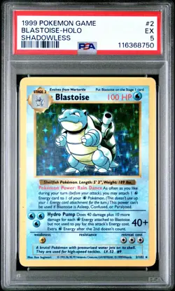 1999 POKEMON BASE SET SHADOWLESS #2 BLASTOISE-HOLO PSA 5 - Image 1