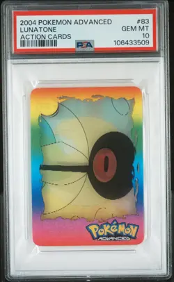 LUNATONE #83 Pokemon Advanced Action Cards Lenticular - PSA 10 GEM MINT - Image 1