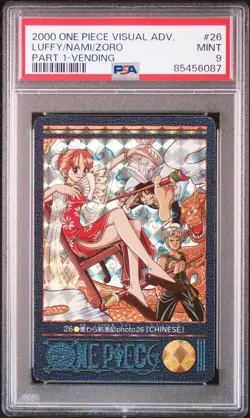 One Piece PSA 9 Card #26 Luffy Nami Zoro Visual Adventure Authentic - Image 1