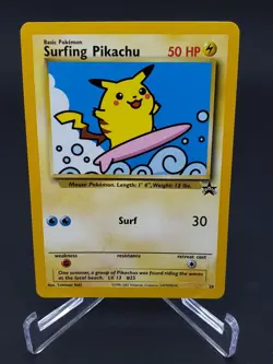 NM MINT Surfing Pikachu Black Star Promo 28 Pokemon Card WOTC Vintage - Image 1