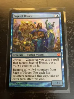 MTG SAGE OF HOURS HOLO FOIL JOURNEY INTO NYX MAGIC THE GATHERING LP LIGHT PLAY - Image 2