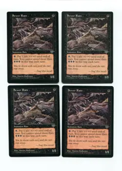 MTG Sewer Rats x4 Playset Mirage MIR Common Vintage Pauper Pump Rat Unplayed NM - Image 1
