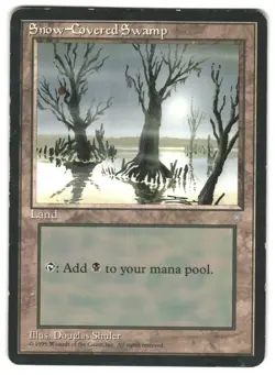 MTG Snow-Covered Swamp Ice Age ICE Common Basic Snow Land Light Played LP - Image 1