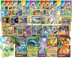 Pokemon: 100 Assorted Card Bundle - with Foils and 5 Ultra Rare (V, GX, EX) Vari - Image 1