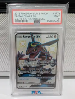 Pokemon Rayquaza GX Hidden Fates Promo Card 177a/168 PSA 9 Mint - Image 1