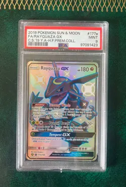 Pokemon Rayquaza GX Hidden Fates Promo Card 177a/168 PSA 9 Mint - Image 1