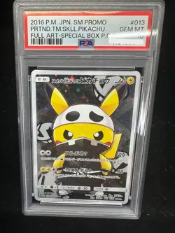 PSA10 2016 Pokemon Japanese SM PRTND TM SKLL #013 Pikachu Full Art Special GEMMT - Image 1