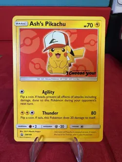 Ash’s Pikachu SM109 Non Holo Ultra Rare Promo Pokemon Card 48 - Image 1