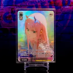 Zero Two 002 Card Flash Gold Holo Foil Signature Waifu Japanese Darling Franxx - Image 1