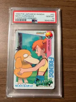 [Used] PSA 10 Pokemon Japanese Carddass 1998 062 Misty & Psyduck 62 Card from JP - Image 1