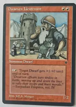 MTG Magic The Gathering Card Dwarven Lieutenant Summon Dwarf Red Fallen Empires - Image 1