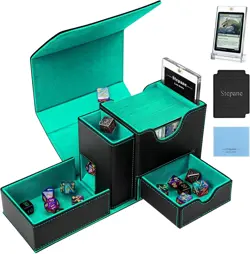 Trading Card Deck Box, Multi-functional Card and Dice Organizer Box, Fits 120+ S - Image 1