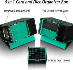Trading Card Deck Box, Multi-functional Card and Dice Organizer Box, Fits 120+ S - Image 4