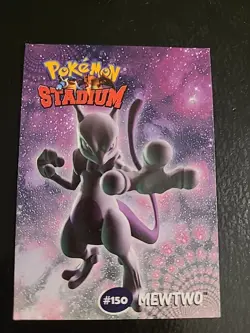 #150 Mewtwo 8/8 Non Holo - Danone 2000 Pokemon Stadium Tip Card LP - Image 1