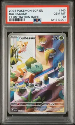 2024 POKEMON SCR EN-STELLAR CROWN ILLUSTRATION RARE #143 BULBASAUR PSA 10 - Image 1