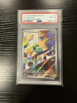 2024 POKEMON SCR EN-STELLAR CROWN ILLUSTRATION RARE #143 BULBASAUR PSA 10 - Image 1