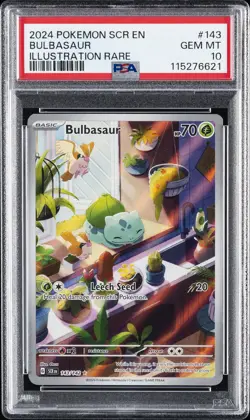 2024 POKEMON SCR EN-STELLAR CROWN ILLUSTRATION RARE #143 BULBASAUR PSA 10 - Image 1