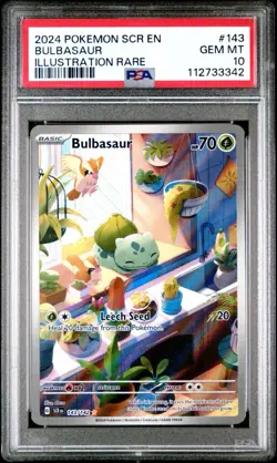 2024 POKEMON SCR EN-STELLAR CROWN ILLUSTRATION RARE #143 BULBASAUR PSA 10 - Image 1
