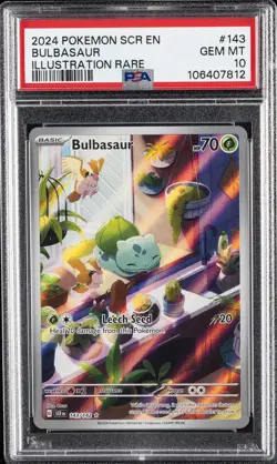 2024 POKEMON SCR EN-STELLAR CROWN ILLUSTRATION RARE #143 BULBASAUR PSA 10 - Image 1