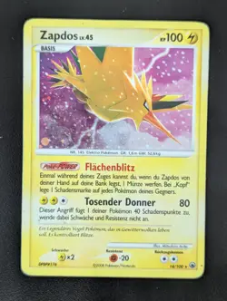 Zapdos LV. 45 Holo Pokemon Karte Deutsch 14/100 Majestatischer Morgen VG - Image 1