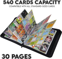 540 Pockets Trading Card Sleeves, Premium 30 Sheets, Clear Transparent - Image 3