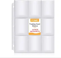 540 Pockets Baseball Card Sleeves, FOME Double Side 9-Pocket 30 Pages 3 Hole - Image 1