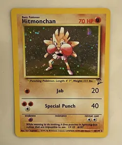 Pokemon TCG Hitmonchan Base Set 2 Holo Card 7/102 Vintage NEAR MINT or Better - Image 1