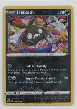 Trubbish Reverse Foil Pokemon Sword & Shield Fusion Strike #168 0d7t - Image 1