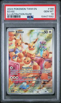 2024 POKEMON TWM EN-TWILIGHT MASQUERADE ILLUSTRATION RARE #188 EEVEE PSA 10 - Image 1