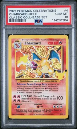 2021 POKEMON CELEBRATIONS CLASSIC COLL #4 CHARIZARD-HOLO PSA 10 - Image 1